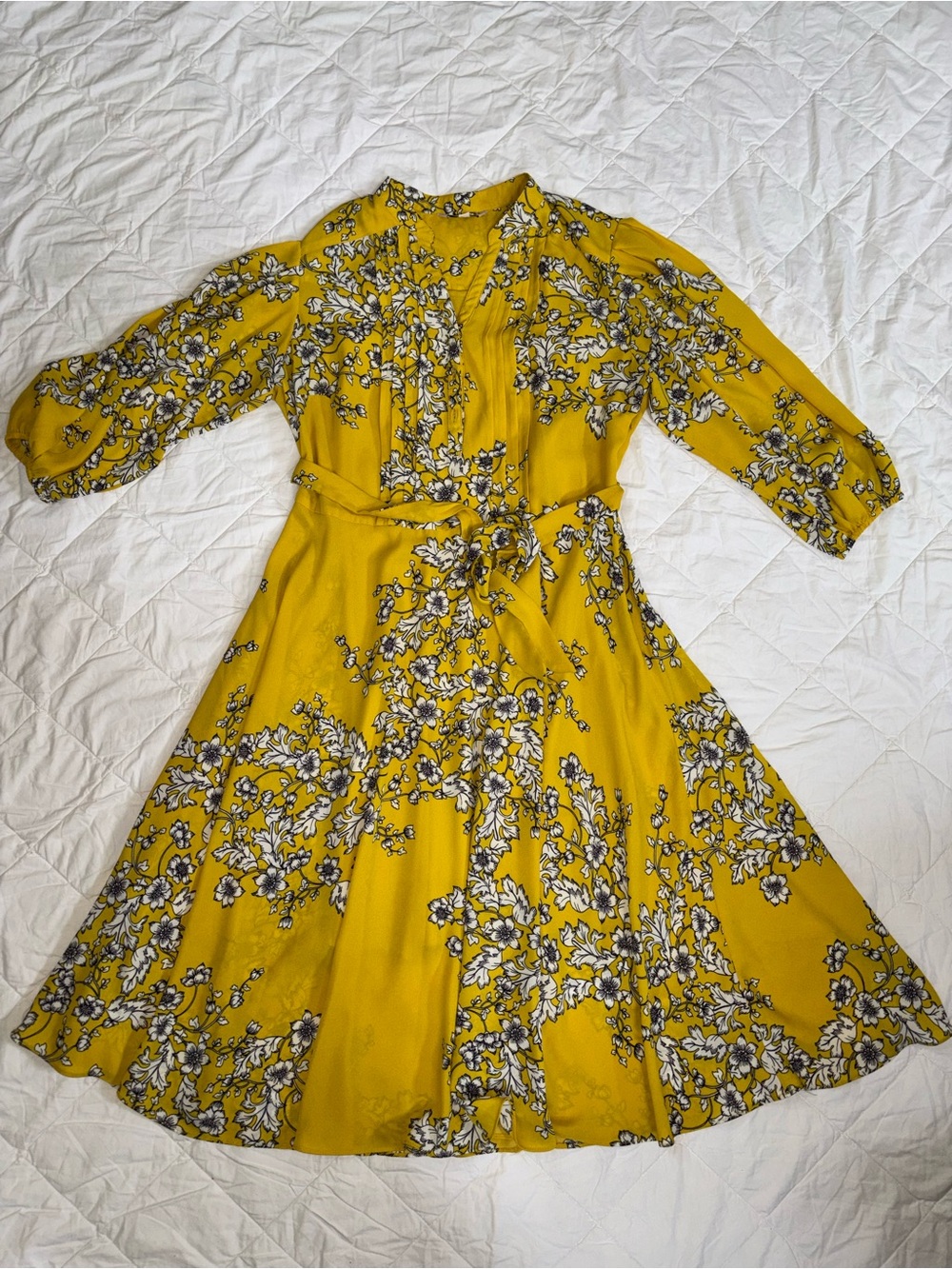 Nanette Lepore Yellow Floral Midi Dress